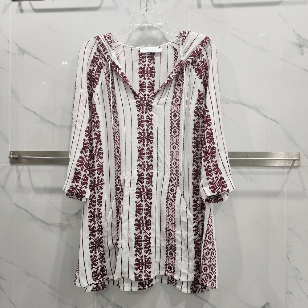 Zimmermann Bohemian Pullover Red Embroidered Beach Dress